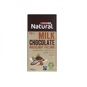 SPAR Natural Organic Chocolate Bar Milk Hazelnut 100g